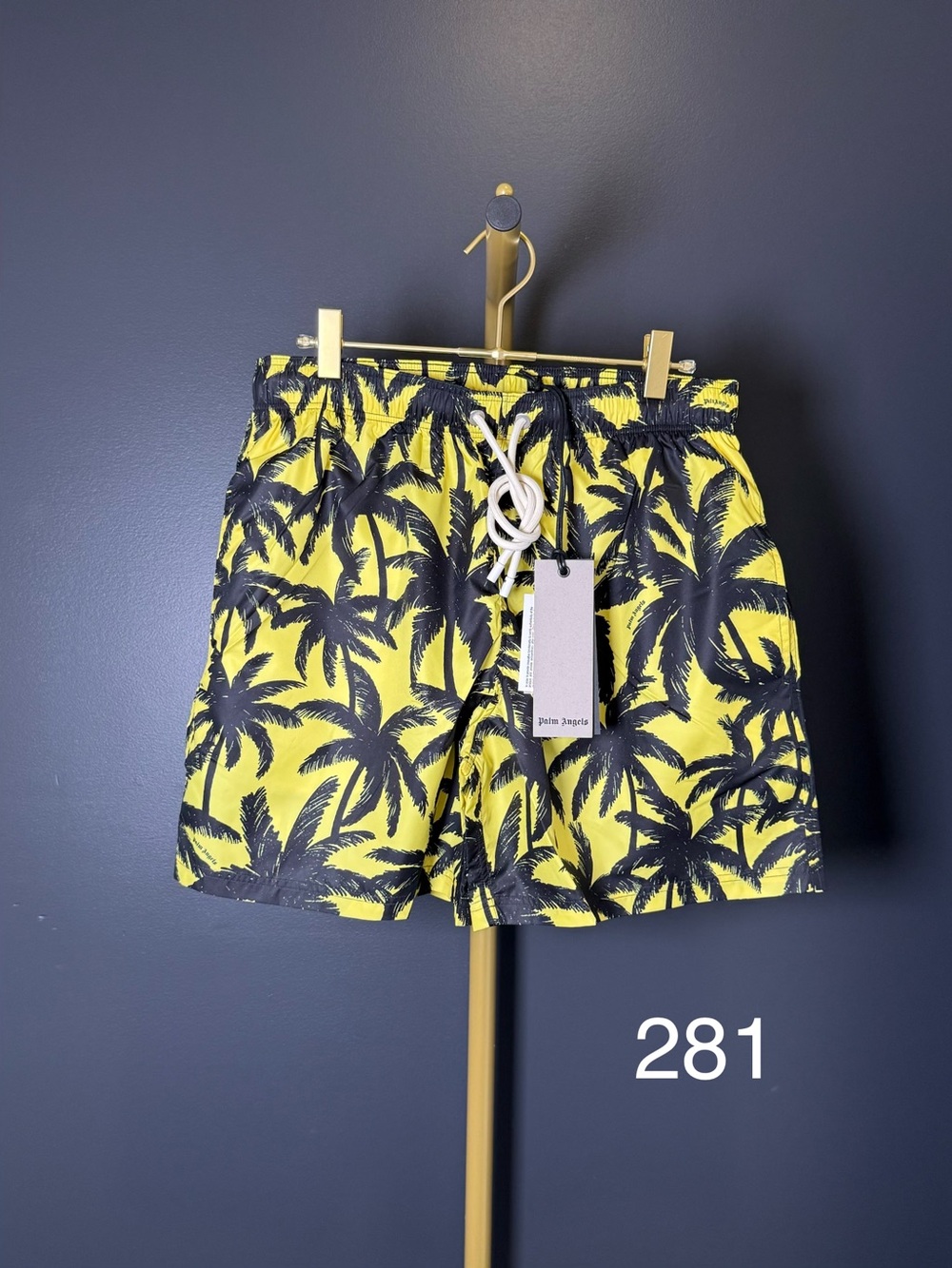 Palm Angels Yellow & Black Palm-Print Women's Shorts